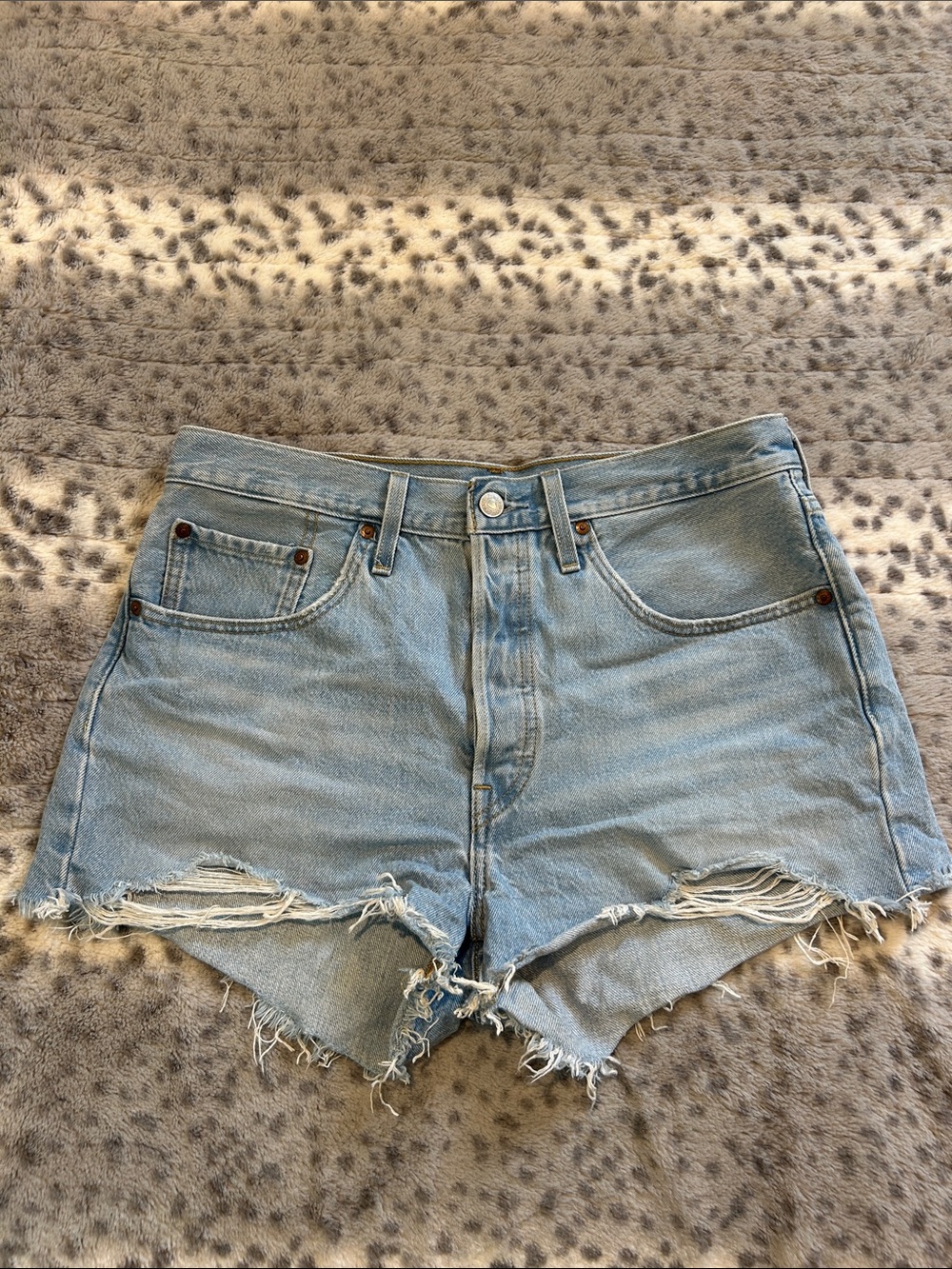 Levi's Light Blue Distressed Denim Cutoff Shorts